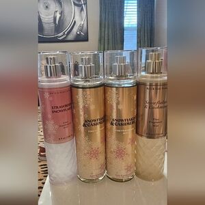 Bath & Body Works Strawberry Snowflakes & Snowflakes And Cashmere Mist Bundle